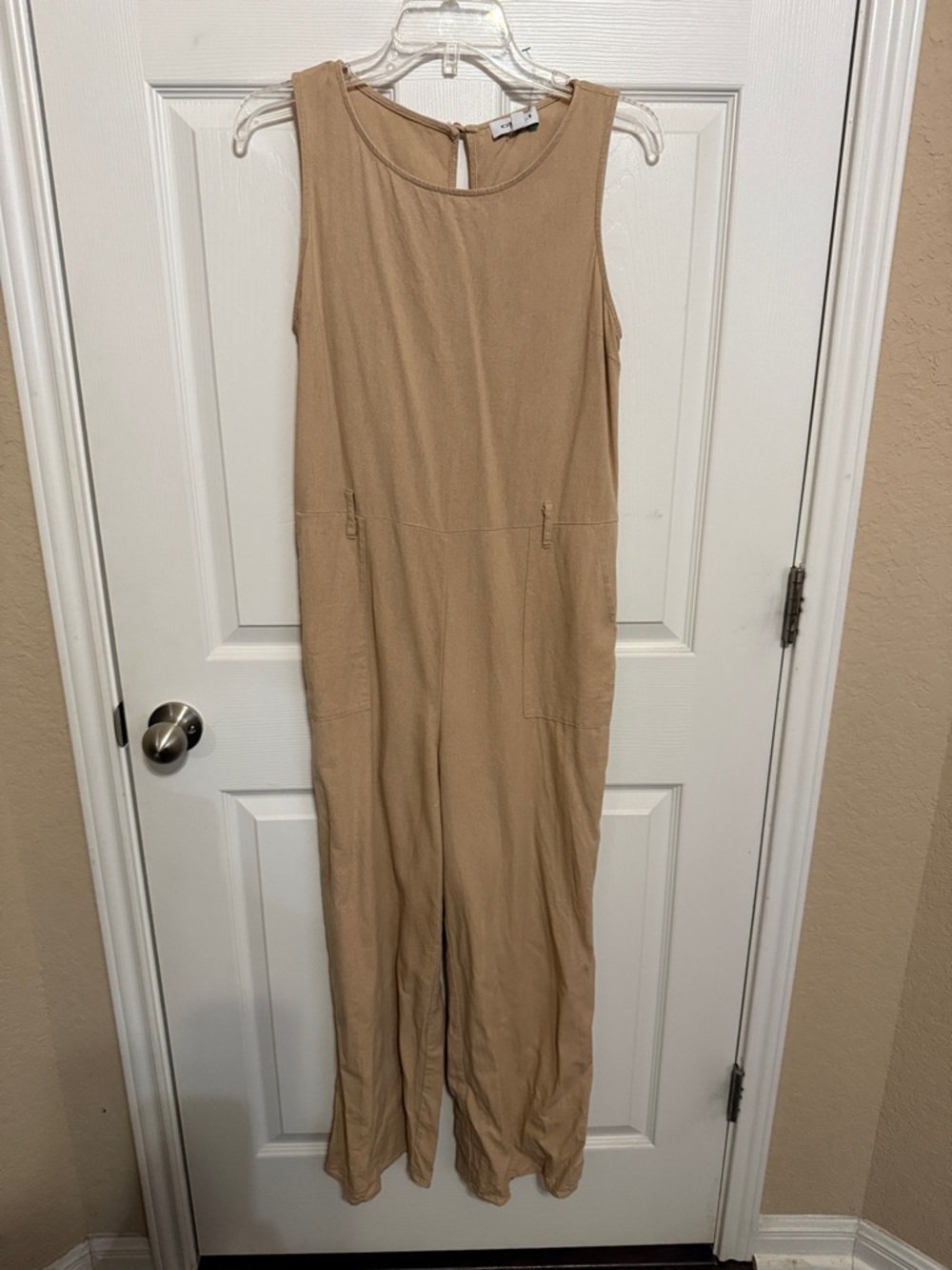 Sleeveless Beige/Tan Jumpsuit